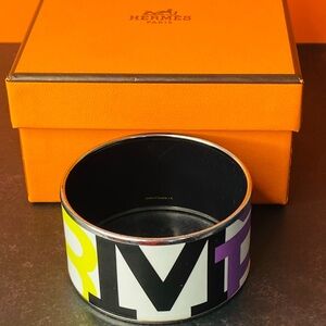 Hermès Vintage Capitales Extra Wide Bangle with Cert of Authenticity, Box & More